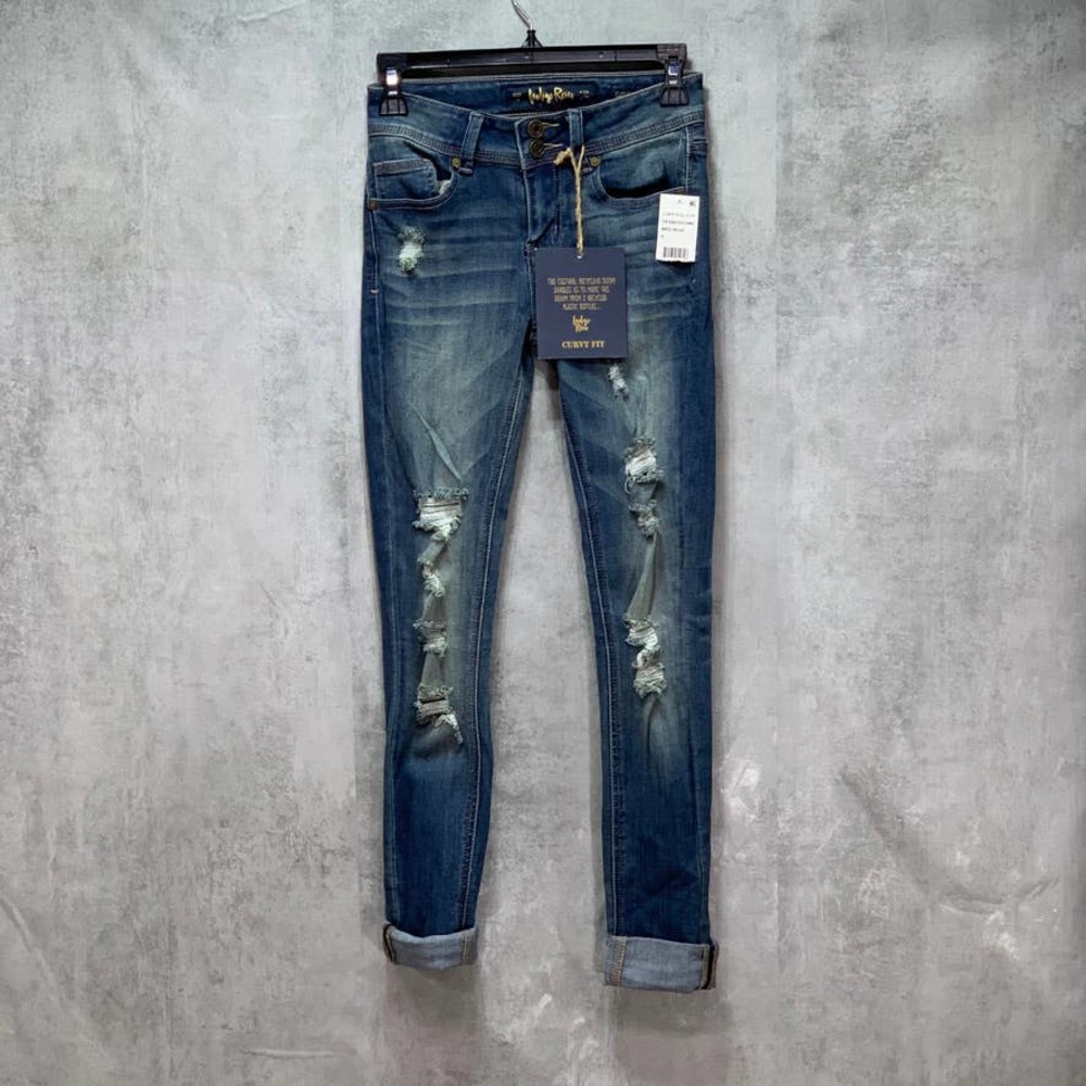 Indigo Rein Juniors' Distressed Curvy Rolled Cuff